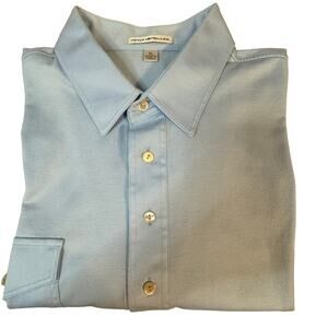 Peter Millar Men's Baby Blue Short Sleeve 4 Button Polo Shirt Size XL EUC